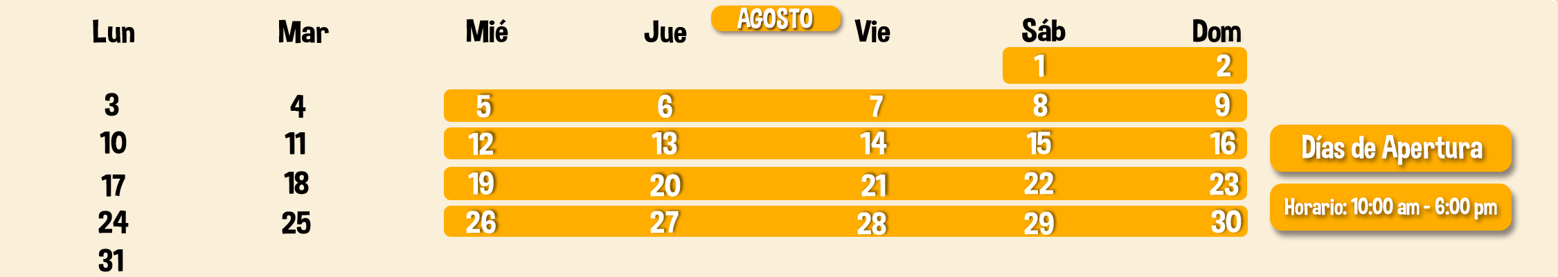 calendario web AGOSTO